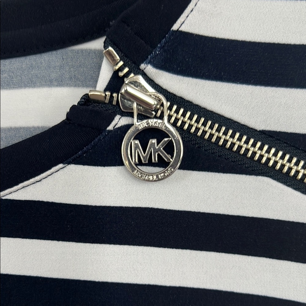 Michael Kors White and Blue Ribbed Mini Dress - Picture 2 of 4